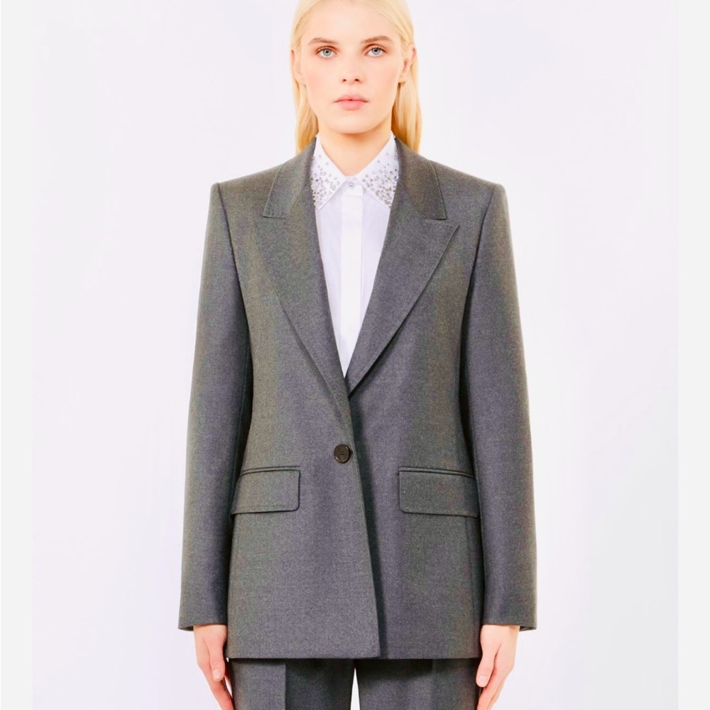 Max mara luxury gray blazer suit jacket large lightweight